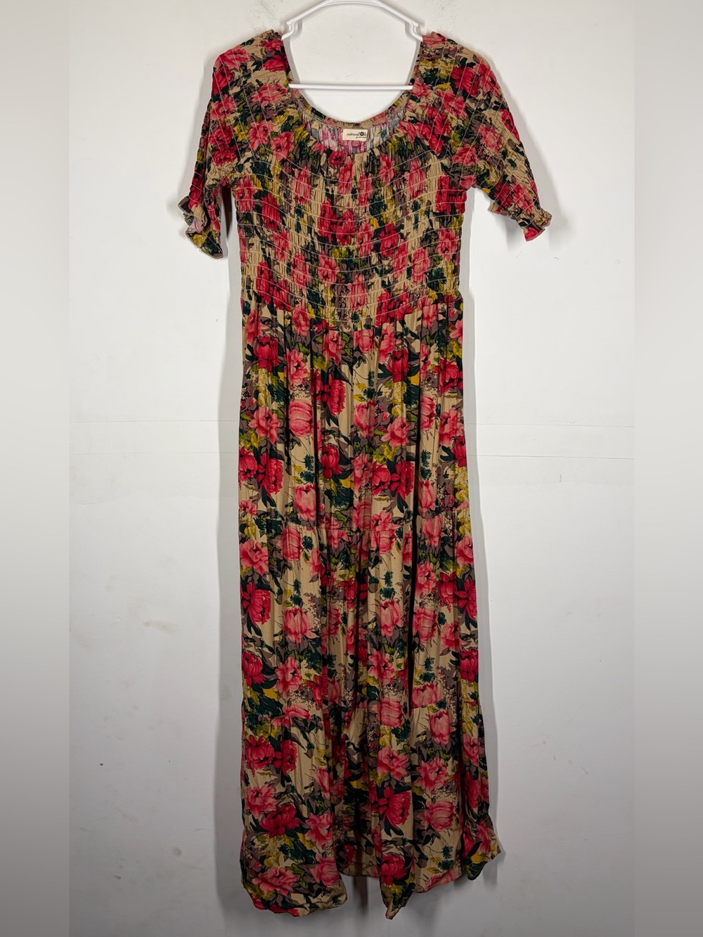 Natural Life Smocked Floral Maxi Dress Size L/XL